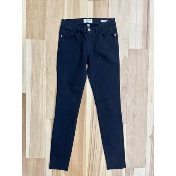 Frame Le Skinny de Jeanne Black Denim Jeans 25 - Picture 2 of 5